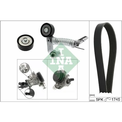 Immagine di INA 529 0319 30 pompa acqua + Kit cinghia Poly V con Controllare corsa libera generatore ed ev. sostituire