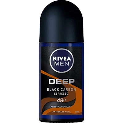 Immagine di NIVEA Deodorante roll on da uomo, colore nero al carbonio, confezione 3 (3 x 50 ml)
