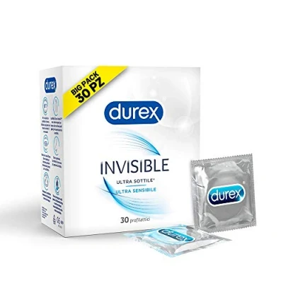 Immagine di Durex Invisible Preservativi Ultra Sottili ad Alta Sensibilità, Maxiformato, 30 Profilattici
