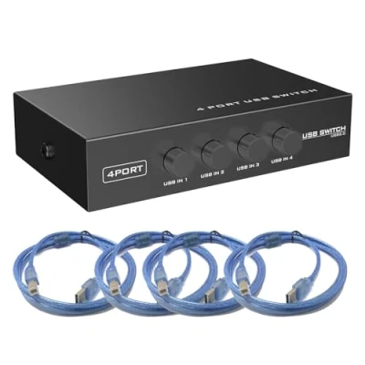 Immagine di Sienoc 1 Dispositivo USB 2.0 Tipo A out 2 B 4 Porte Sharing Switch KVM (Cavo Incluso)