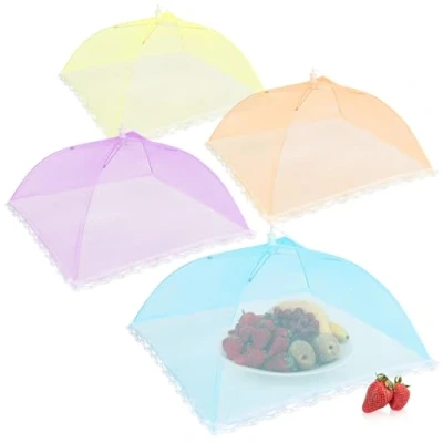 Immagine di COM FOUR® 4X Coprimosche Coperture Colorate per Alimenti Alimenti, Frutta e 45 cm (4 pezzi giallo viola blu arancione)
