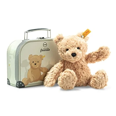 Immagine di Steiff peluche Jimmy Orsacchiotto in valigia, simpatico con occhi plastica, bambini, ragazzi e ragazze, Soft Cuddly Friends, 25 cm, marrone chiaro, 113918