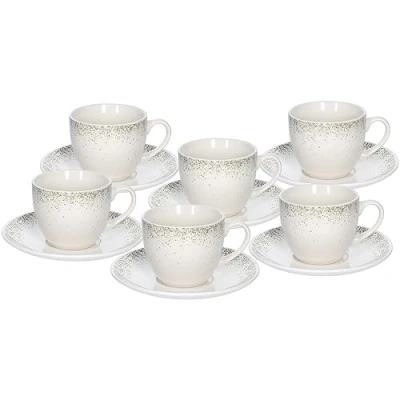 Immagine di Tognana Astrid, set 6 tazze tè con piatto, new bone china, bianco