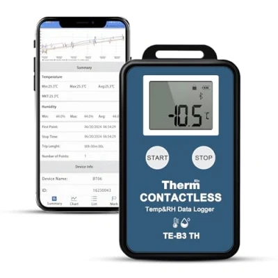 Immagine di ThermElc TE B3 TH Registratore dati wireless di temperatura e umidità con display LCD, precisione ±0,3℃, confronta multi dispositivo