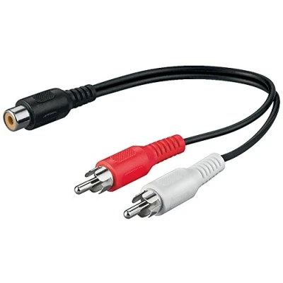 Immagine di Goobay 50008 Adattatore Cavo Audio a Y; Connettore RCA Stereo Presa RCA, Nero, 0.2m Lunghezza del