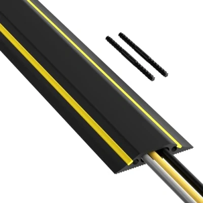 Immagine di D Line FC83H Canalina Pavimento, Canalette Elettriche, Passacavi Calpestabile, Passacavo a Pavimento Cavità per cavi = 30mm (Larghezza) x 10mm (Altezza) 1,8m Lunghezza Nero e Giallo