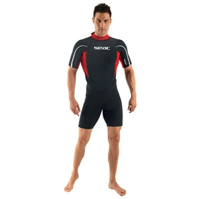 Immagine di SEAC Relax Short, Muta Corta in Neoprene da 2.2 mm per Snorkeling, Subacquea e Altre attività Acqua Uomo, Nero/Rosso, XL