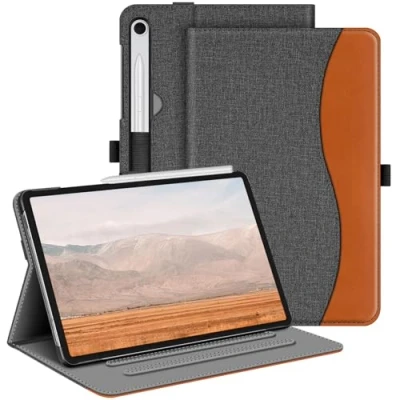 Immagine di FINTIE Custodia per Samsung Galaxy Tab S9 FE 10.9 Pollici/Tab 11 Pollici 2023 Multi angli Protettiva Case con Tasca Auto Sveglia/Sonno, Grigio/Marrone
