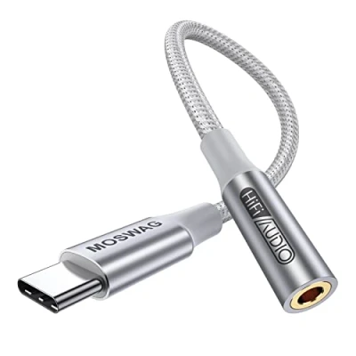 Immagine di MOSWAG adattatore jack per cuffie USB C a 3.5mm, audio cavo Dongle Aux Samsung Galaxy S22 S21 S20 Ultra + Nota 20 10 S10 S9 Plus, Pixel 4 3 2 XL, ipad Pro e altro ancora