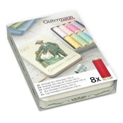 Immagine di Gütermann Nostalgic Box Sew all Thread 100m Filo Impostato, Polyester, Multicolore, 100 unità