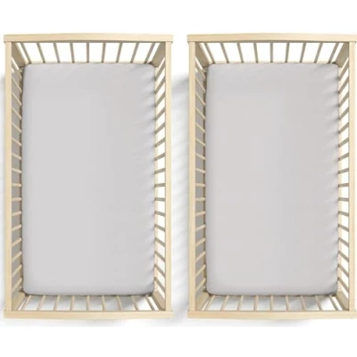 Immagine di Bunnyjik 28 x 74 Lenzuolo Ovale con angoli elasticizzati Set biologico certificato GOTS in 100% cotone Coppelt Dick ultra morbido, adatto per passeggini, zanzariere, culla e lettino
