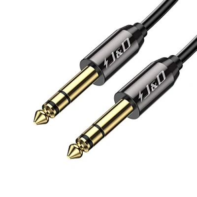 Immagine di J&amp;D 6,35 mm a Cavo, Oro Placcato [Copper Shell] [Robusto] 6,35mm (1/4 pollice) Maschio TRS Adattatore Audio Stereo Cavo (0.9 Meter)