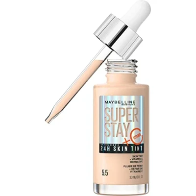 Immagine di Maybelline Super Stay Skin Tint Foundation, con vitamina C*, fondotinta e cura della pelle, lunga durata fino a 24 ore, formula vegana, tonalità 05.5