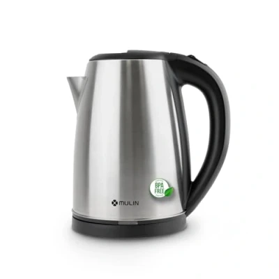 Immagine di MULIN Bollitore Elettrico in Acciaio Inox, 2L, 1500W Ebollizione Rapida, Base Girevole a 360 Spegnimento Automatico, Filtro Anticalcare, Senza BPA Indicatore Acqua, Ideale per Tè e Caffè