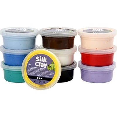 Immagine di Creativ Pasta per modellaggio Silk Clay Basic 1 (I) , colori assortiti, 10 x 40 g