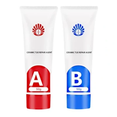Immagine di 2 Pezzi Kit Riparazione Piastrelle,Ripara Piastrelle,Riparazione Ceramica Lavandino,Kit Smalto Vasca da Bagno,Riparazione Piatto Doccia Resina,A+B,Bianco(50g+50g)