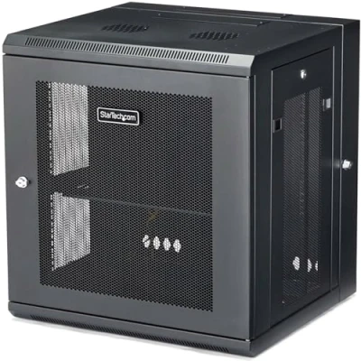 Immagine di StarTech.com Armadio Rack 19&quot; 12U a Muro, Server Profondità 40,5 cm per Switch e Dispositivi di Rete, Dati Ventilato con Ripiano Pannelli Laterali Rimovibili, Assemblato (RK12WALHM)