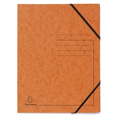Immagine di Exacompta 555414E Set di 5 cartelle con elastico senza lembi stampa righe sulla copertina per l&#039;identificazione documenti in cartoncino lucido 355gm2 archiviazione A4 arancione