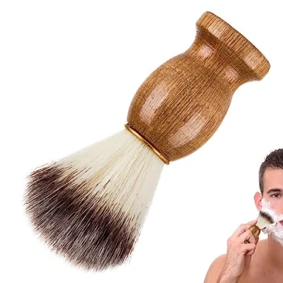 Immagine di Ncheli barba con Pennello, Pennello da manico in legno La scelta migliore per una rasatura umida rasoio uomo Barbiere Parrucchiere/Salone
