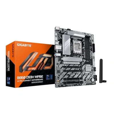 Immagine di GIGABYTE B860 DS3H WIFI6E Scheda madre CPU Intel Core Ultra, VRM a 8+1+2+2 fasi, fino 9066MHz DDR5, 1xPCIe 5.0 + 4.0 M.2, LAN 2,5 GbE, WIFI 6E, USB 3.2 Gen 2x2
