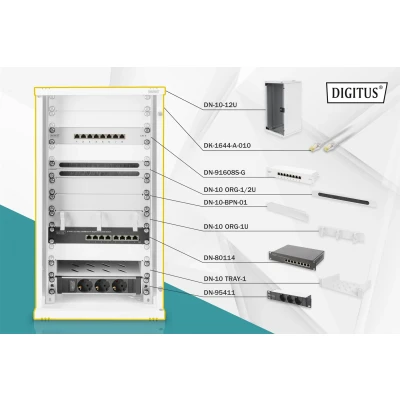 Immagine di Digitus DN 10 SET 3 Armadio rack di rete da 12 U Grigio, Grigio (RAL 7035)