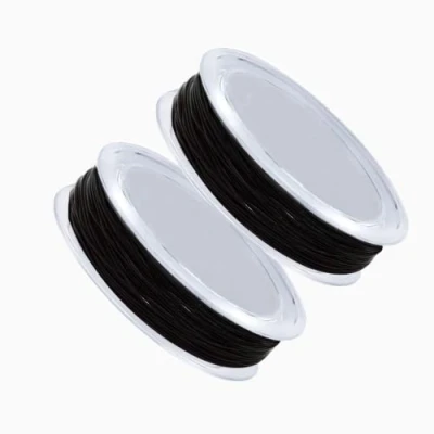 Immagine di 2 Pezzi Filo Elastico per Braccialetti, 0,8 mm Nylon Nero, Cordino Elastico, DIY, Perline, Bracciali, Artigianato
