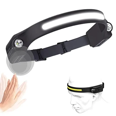 Immagine di Lampada frontale led ricaricabile 600 Lumen Lampade da testa 5 Modalità Di Luce Torcia Con Sensore Movimento IPX4 Impermeabile