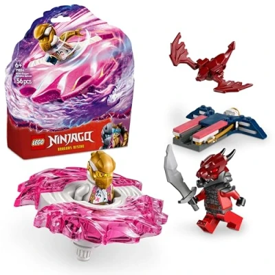 Immagine di LEGO NINJAGO Spinner del Drago Spinjitzu di Sora Trottola Giocattolo Ninja con Elementi Potere e 2 Minifigure Spade, Giochi per Bambini Bambine da 6 Anni La Rivolta dei Draghi 71824