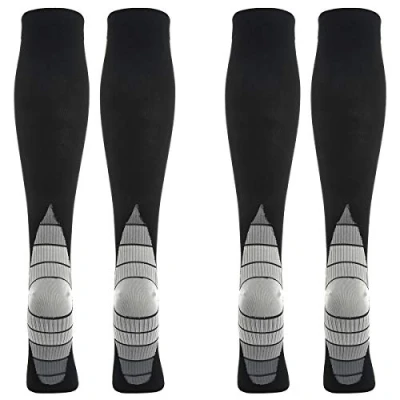 Immagine di 2 Paia Calze Compressione Graduata Uomo E Donna 20 30 mmHg per Sportive, Running, Trekking, Recupero, Viaggio in Aereo, Antitrombo, Vene Varicose (Grigio, S M)