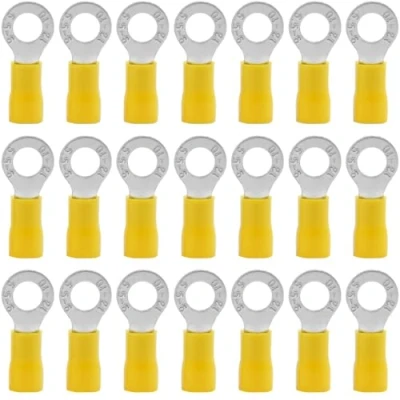 Immagine di Hocansen 50 Pezzi Terminale Connettori ad Anello M6 Ring Crimp Elettrici a Occhiello Crimpatrice Set per Fili (PR6/Yellow)