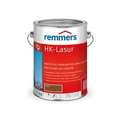 Immagine di Remmers vernice trasparente HK noce, 2,5 litri, decorativa premium per esterni, tripla protezione del legno con impregnante + fondo finitura, da umidità e raggi