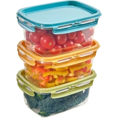 Immagine di SNIPS, SnipsLock MIXCOLOR, Set 3 Contenitori per Cibi, x 1,2 LT, Rettangolare, Contenitore Alimenti 18,4 13,8 12 cm, Made in Italy
