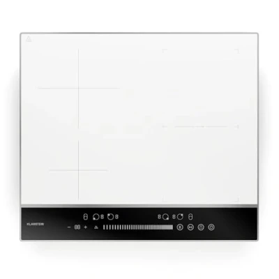 Immagine di Klarstein DualTone Hybrid Piano a Induzione 4 Zone, 7200W, Flex Controllo Scorrimento, Funzione Booster &amp; Keep Warm, Telaio in Alluminio, Display LED Bianco, 60cm