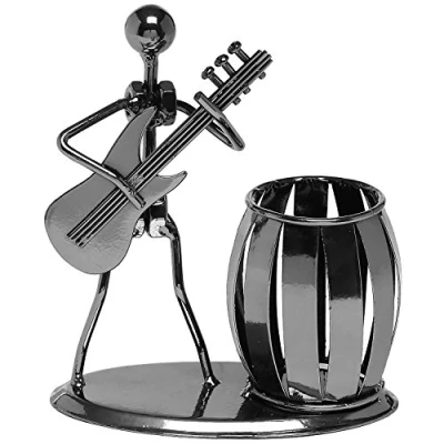 Immagine di Cisixin Decorativo Pistola Metallo Grigio Design Chitarra da Musicisti,Penna Contenitore Supporto Desktop di Forniture per Ufficio, Penna Display Organizer