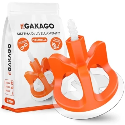 Immagine di Gakago Sistema di livellamento per piastrelle set da 300 pezzi 2 mm Ausilio la posa un&#039;esecuzione perfetta delle fughe Gamma superiore spessori 3 a 18