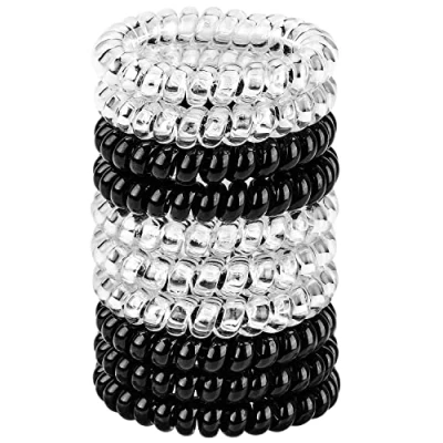 Immagine di JessLab Elastici Spirale per Capelli, 10 Pezzi Senza Tracce in Plastica Coda di Cavallo, Accessorio Ragazze e Donne, Colori Assortiti (Set 9)