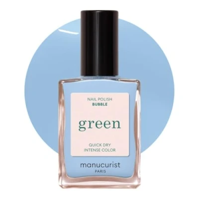 Immagine di MANUCURIST Green Smalto Unghie Blu Pastello Bubble Classico 9 Free Vegano e Bio based fino all&#039;84% Manicure Professionale 15ml (BUBBLE)
