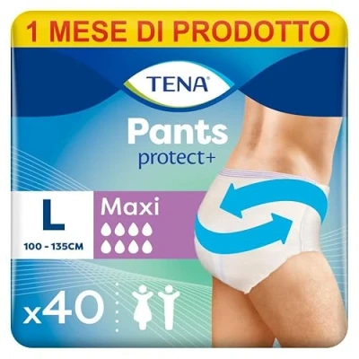Immagine di TENA Pants Maxi (L) Pacco Scorta Mensile Mutandine Assorbenti, Elasticizzate e Monouso, Per Perdite Urinarie, Sia Lei Che Lui, Discrete Confortevoli, 4 Confezioni x 10 Pezzi