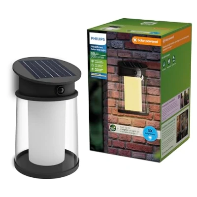 Immagine di Philips LED Juda 929004633201 Lampada solare da parete per esterni 3.2 W Bianco caldo Nero
