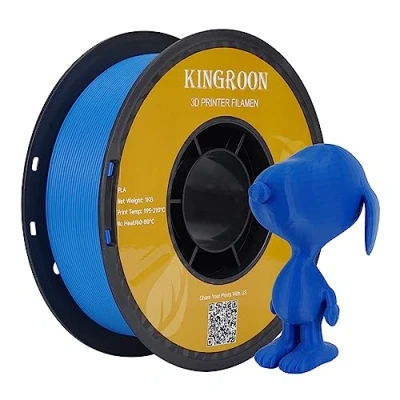 Immagine di Kingroon Filamento PLA per stampanti 3D, precisione dimensionale +/ 0,03 mm, bobina da 1 kg (2,2 libbre), 1,75 mm,blu