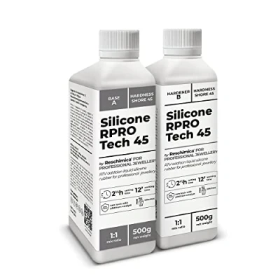 Immagine di Gomma siliconica Traslucida 1:1, R PRO TECH 45, Facile da usare e Atossica, Molto Resistente agli Strappi,Silicone Per stampi il Fai te con Alte proprietà meccaniche (1 kg)