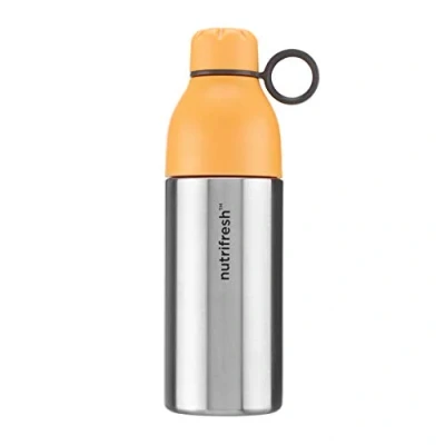 Immagine di Nutrifresh Take 2 in 1 Bottiglia e tazza isolata acciaio inox a doppia parete, 500 ml con da 400 ml, arancione argento