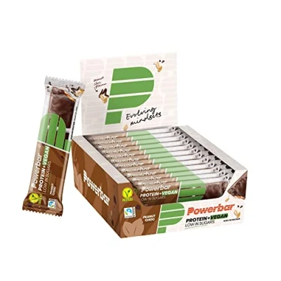 Immagine di Powerbar Protein Plus Low Sugar Vegan Peanut Choc 12x42g Barretta vegana ad alto contenuto proteico e a basso di zucchero