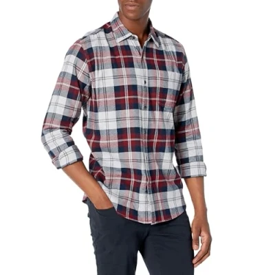 Immagine di Amazon Essentials Camicia in Flanella a Maniche Lunghe (Disponibile Taglie Extra Forti) Uomo, Bordeaux Grigio Motivo Scozzese, XL