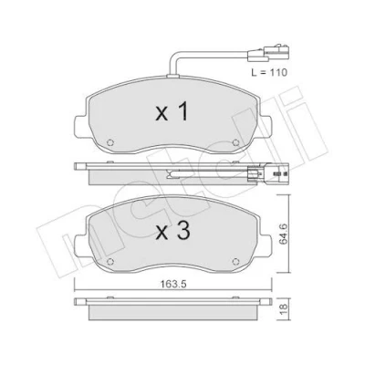 Immagine di metelligroup 22 0898 0 Pastiglie Freno Anteriori E Posteriori, Made in Italy, Pezzo di Ricambio per Auto/Automobile, Kit da 4 Pezzi, Certificate ECE R90, Prive Rame