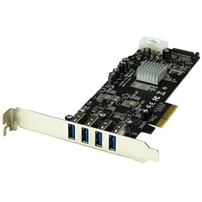 Immagine di Startech.com Adatattore Scheda Superspeed USB 3.0 con 4 Porte PCI Express, PCie 2 Canali da 5 Gbps Dedicati, Uasp, Alimentazione Sata/Lp4