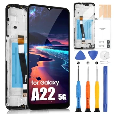 Immagine di LCD Schermo di Ricambio per Samsung Galaxy A22 5G SM A226B A226B/DS A226B/DSN Display Touch Digitizer Glass Assembly (6,6&quot;,Nero con Cornice)