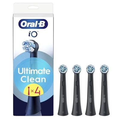 Immagine di Oral B Testine di Ricambio iO Series Ultimate Clean Nere, Rotonde Originali, con setole CrissCross per rimuovere la placca, 4
