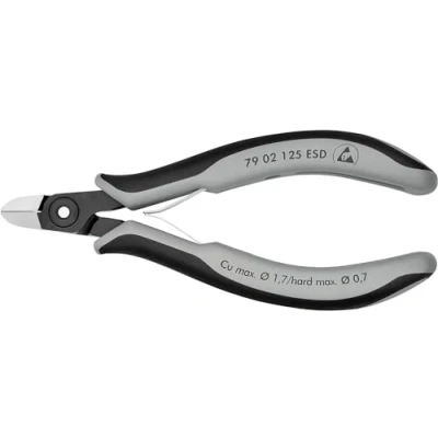 Immagine di Knipex Tronchese Laterale di Precisione per Elettronica Esd Brunita, Rivestiti in Materiale Bicomponente 125 Mm (Confezione Self Service/Blister) 79 02 Esdsb