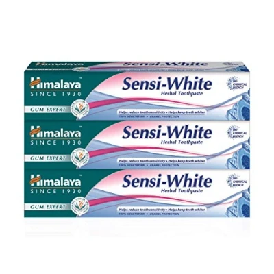 Immagine di Himalaya Herbal Sensi white Toothpaste helps in teeth whitening Rapid and Long Lasting Sensitivity ReliefWith Active Ingredients for cavity protectionEnamel Friendly 75ml (Pack of 3)